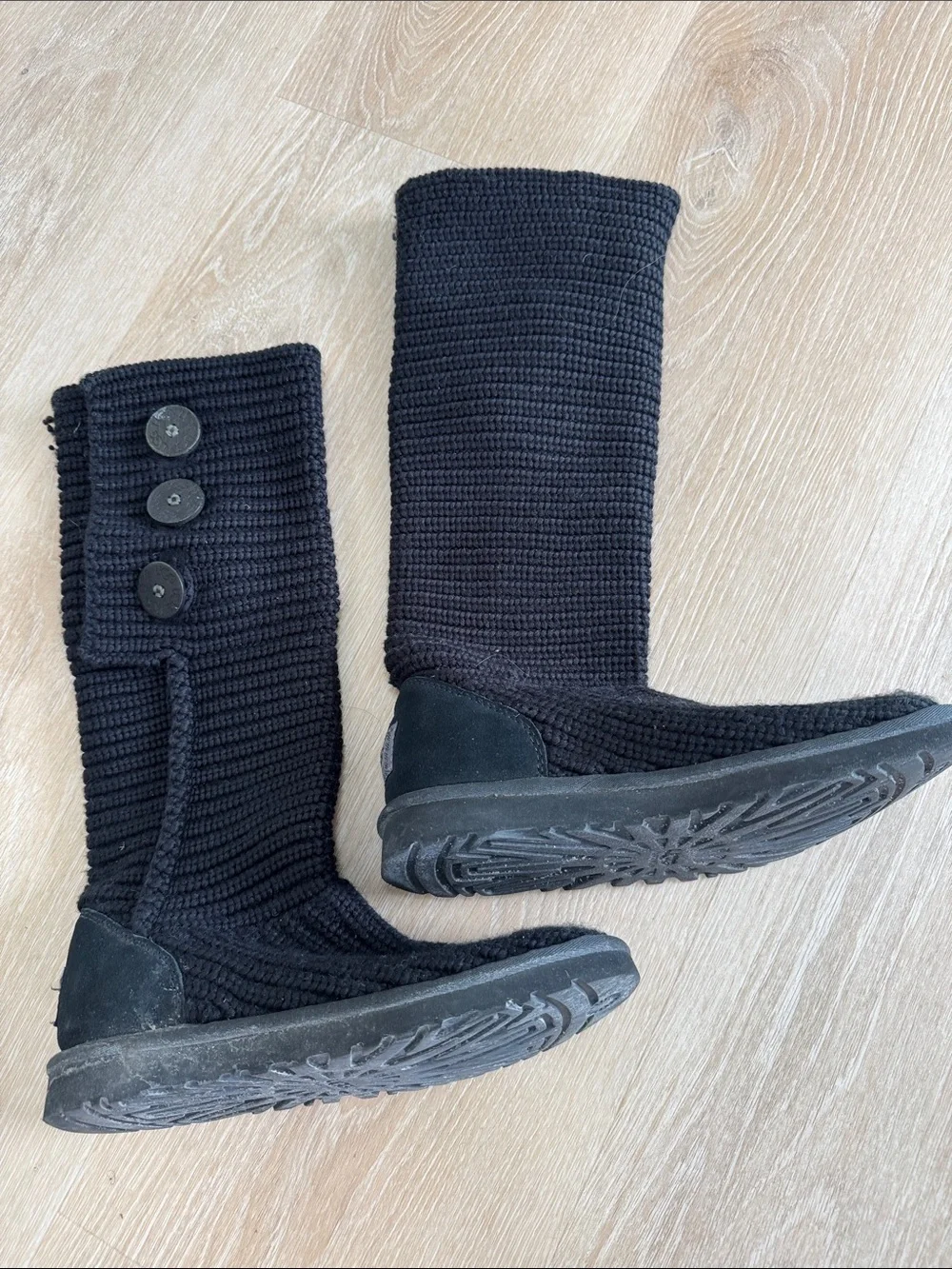 UGG Black Knit Fold-Over Boot Slippers - Picture 3 of 5